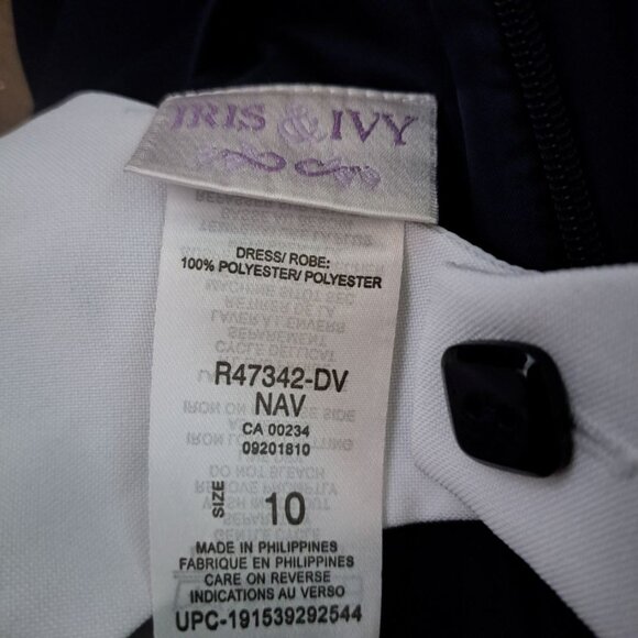 Iris and Ivy navy white classic girls sleeveless dress size 10 - Picture 3 of 4